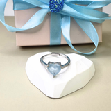 Ring Herz Aquamarin, silber, verstellbar