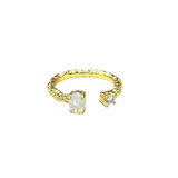 Ring Mondstein-Zirkonia, 18K Gold pl., verstellbar