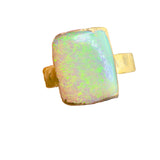 Ring grüner Kristallopal, Silber, Gold plattiert, Größe 58