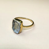 Ring roh Aquamarin, Gold, Größe 60