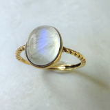 Ring Mondstein, Gold, verstellbar durch Ringschaft