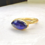 Ring Blaufluss, Silber, Gold plattiert, Größe 52