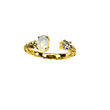 Ring Mondstein-Zirkonia, 18K Gold pl., verstellbar