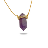 Amethyst Kristall Kette, verlängerbar, 18K-vergoldet