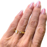 Ring Mondstein-Zirkonia, 18K Gold pl., verstellbar