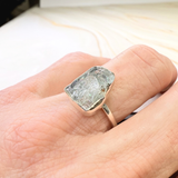 Ring roh Aquamarin, Silber, Größe 51