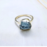 Ring roh Aquamarin, Silber, Größe 50