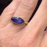 Ring Blaufluss, Silber, Gold plattiert, Größe 52