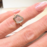 black raw crystal opal pendant with chain, silver 999