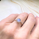 Ring Mondstein, Silber, Größe 52