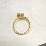 Ring grüner Kristallopal, Silber, Gold plattiert, Größe 58