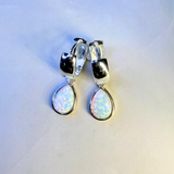 Hoop earrings with drops of opal, real silver-gold plated