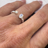 Ring Mondstein-Zirkonia Silber925, verstellbar