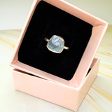 Ring roh Aquamarin, Silber, Größe 50