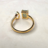 Ring Moosachat und Opal, vergoldet, verstellbar