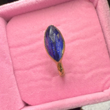 Ring Blaufluss, Silber, Gold plattiert, Größe 52