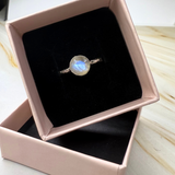 Ring Mondstein, Silber, Größe 52