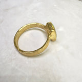 Ring grüner Kristallopal, Silber, Gold plattiert, Größe 58