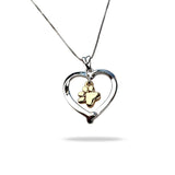 Herz mit Pfote Anhänger, mit/ohne Kette, Silber925 - vergoldete Pfote