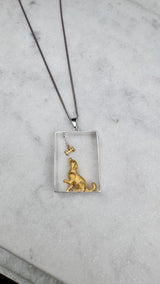 super-süsser Hund mit Knochen Anhänger, mit/ohne Kette, Silber925 - Gold plattiert