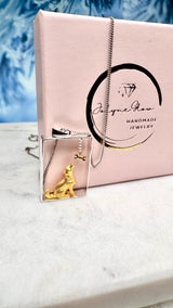 super-süsser Hund mit Knochen Anhänger, mit/ohne Kette, Silber925 - Gold plattiert