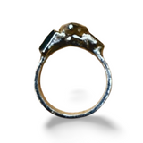 black raw crystal opal pendant with chain, silver 999