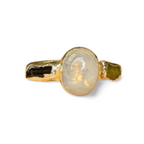 Ring mit Mondstein, roh Aquamarine, Silber, Größe 60