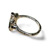 black raw crystal opal pendant with chain, silver 999