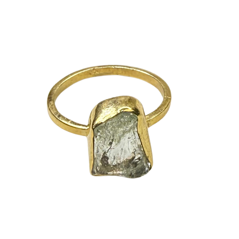 Ring roh Aquamarin, Gold, Größe 51