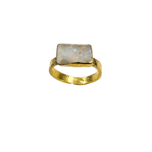 Ring with purple raw tourmaline, special shape, silver - gold plated, size 57