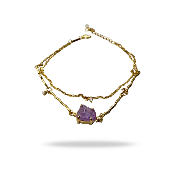 Armband mit Amethyst, Silber925 - Gold plattiert