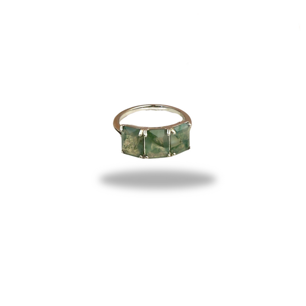 Ring Moosachat, Größe 58, Silber925