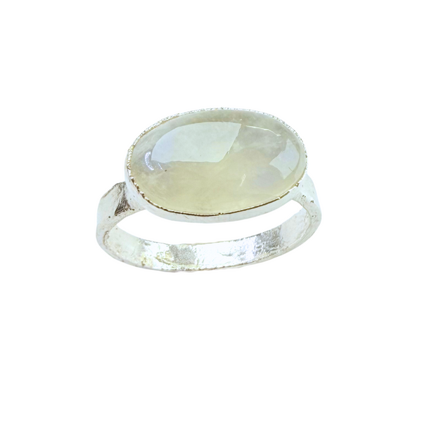 Ring Großer Mondstein, Silber, Größe 61