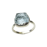 Ring roh Aquamarin, Silber, Größe 50