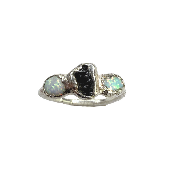 Ring 2 Opale-Turmalin,Silber999, Größe 53