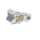 Ring mit 3 australischen Roh Opalen, präsent, Silber, verstellbar