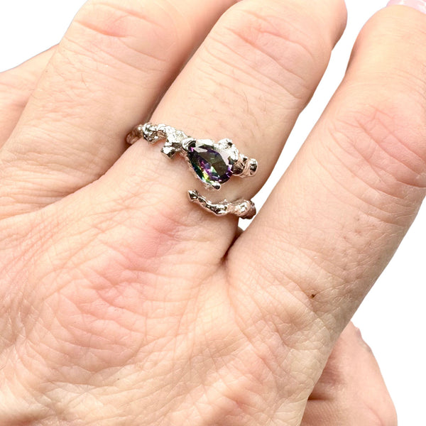 Ring mit Mystik Topas, Silber925 verstellbar