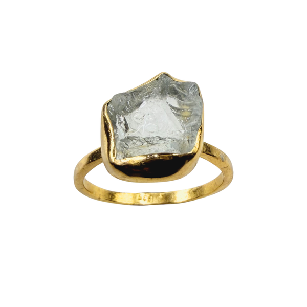 Ring roh Aquamarin, Gold, Größe 50