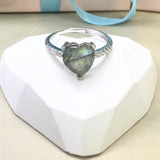 Ring Herz Labradorit, Silber, verstellbar