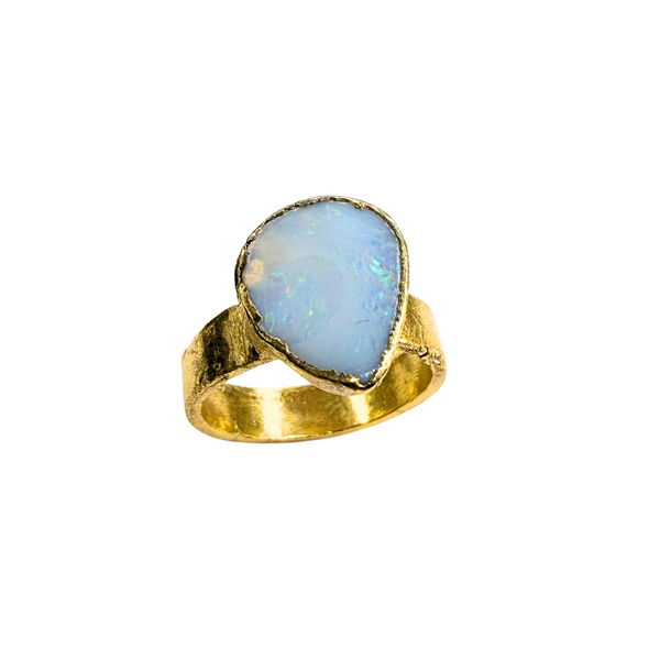 Ring with opals, silver, size 53