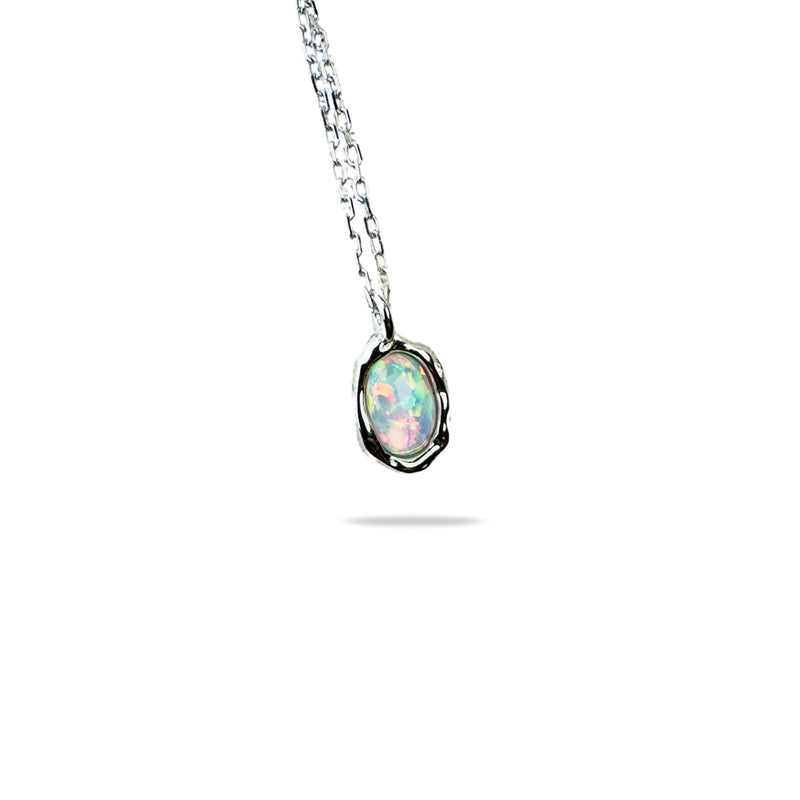 weisser Kristall Opal Anhänger, mit Halskette, Silber925
