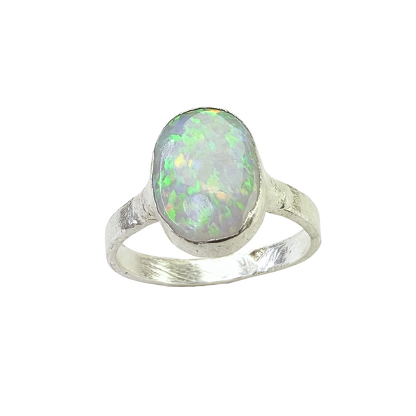 Ring australischer Opal, Silber, Größe 61