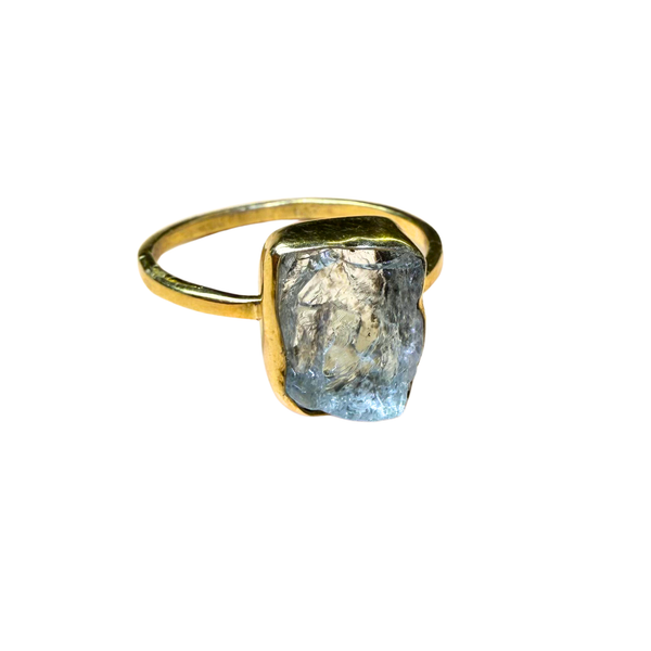 Ring roh Aquamarin, Gold, Größe 60