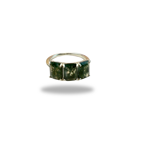 Ring Moosachat, Größe 57, Silber925