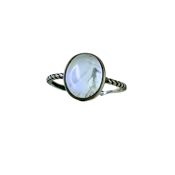 Ring Mondstein, Silber925, verstellbar durch Ringschiene