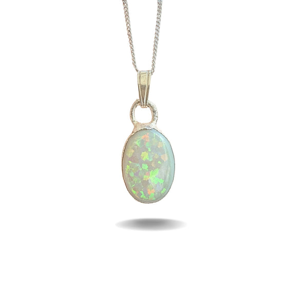 Anhänger Kristallopal, Silber 999, mit Kette