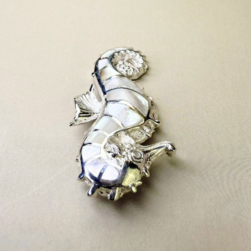 Anhänger Seepferdchen weißes Perlmutt, Silber925