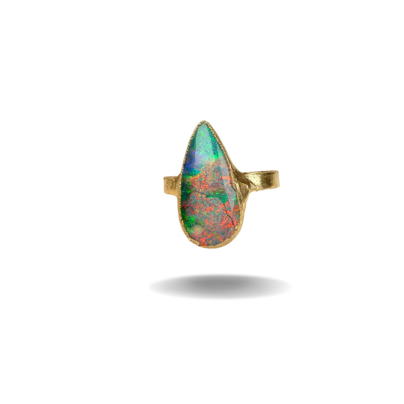 Ring Sterling - Silber - Monarch Opal, Gold plattiert, Größe 60, UNIKAT