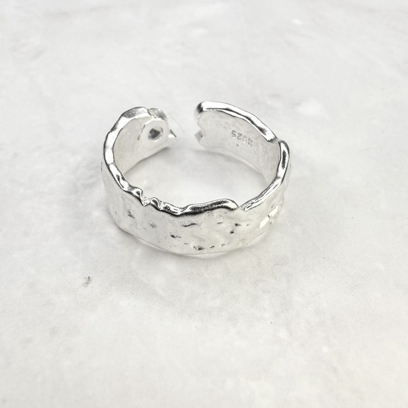 Ring mit weißen Zirkonia, Silber925, verstellbar