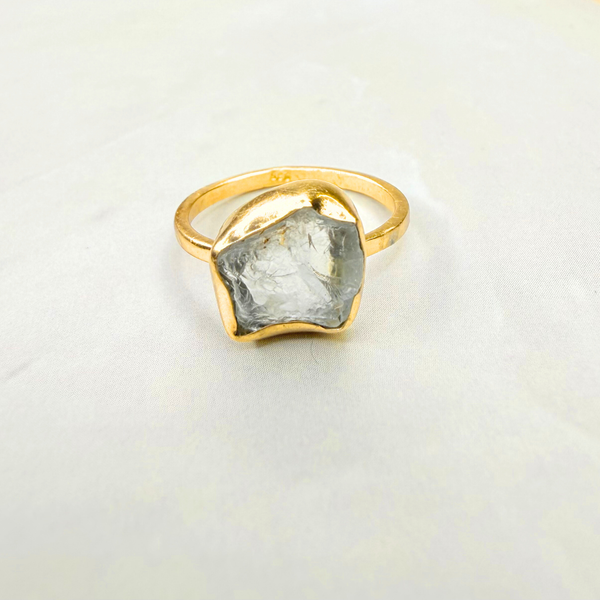 Ring roh Aquamarin, Gold, Größe 50